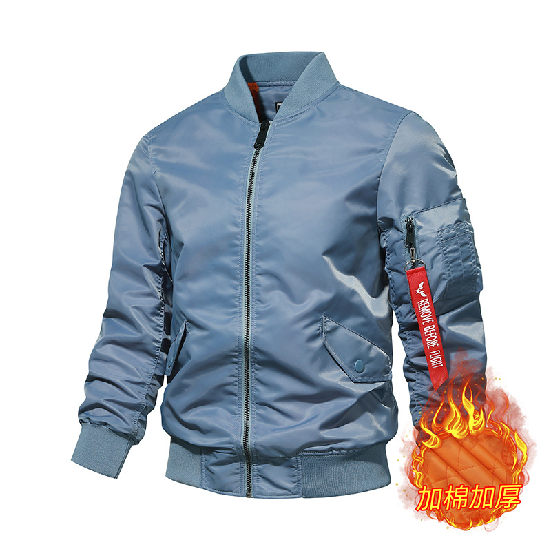 Chaqueta de vuelo transfronteriza hombres [Algodón/delgada] Primavera y otoño MA1 Fuerza Aérea chaqueta de béisbol uniforme color sólido chaqueta japonesa hombres