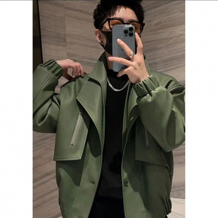 2025 New Trendy Trendy Brand New Fashion Design Motorcycle Spring and Autumn Black Korean Loose Men's Hundred