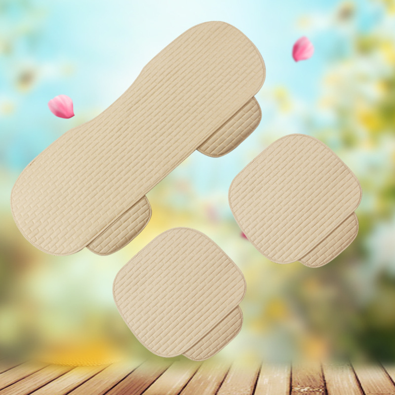 汽车坐垫三件套四季通用无靠背三件套防滑座垫单片--麻布方块