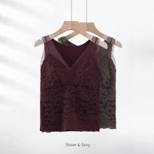 雪尼尔性感蕾丝吊带背心女秋冬新款美背修身打底内搭短款抹胸上衣