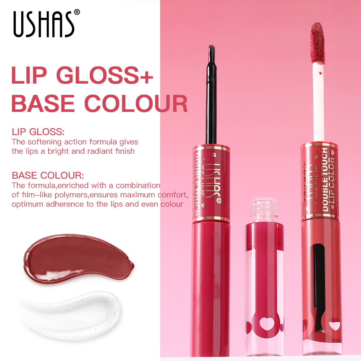El brillo de labios transfronterizo explosivo de USHAS Amazon no se desvanece, no se mancha, no se pega, esmalte de labios mate, lápiz labial de barro LG2536