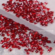 安可拉红美甲透底钻混装爆闪异形歪心椭圆尖底钻新年指甲配饰批发