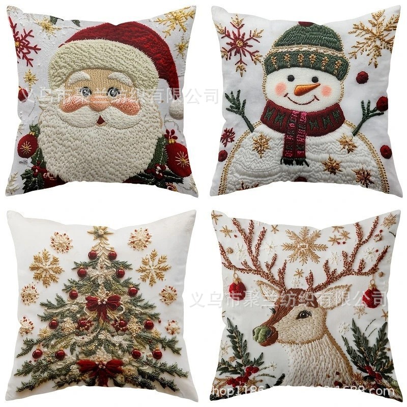 Navidad encontrada explosión abrazo funda de almohada festivales conejo alce decoración sofá atmósfera sensación de lino funda de cojín al por mayor image 34