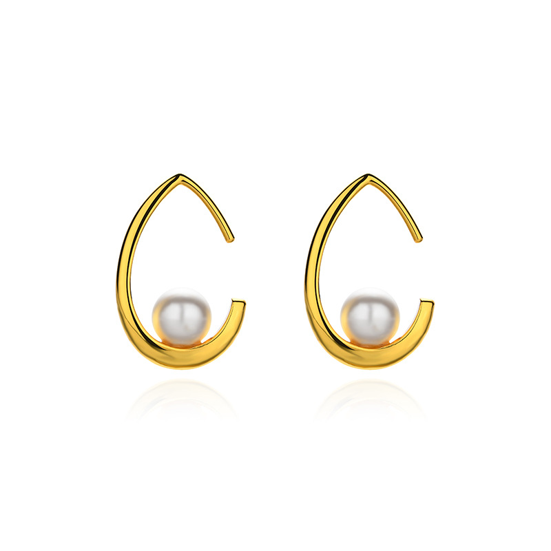 Coreano 925 plata esterlina perla hueco gancho de orejas simple nicho de moda de alta calidad goteo pendientes de perlas de mujer pendientes