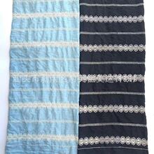 轻薄皱纱电脑绣时装布料 春夏植物花型女装连衣裙绣花面料