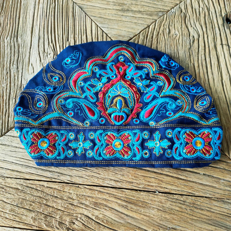 Chapeau haut de forme vide en toile brodée de style ethnique pour femmes, foulard élastique réglable pour voyage et photo_voghion.com