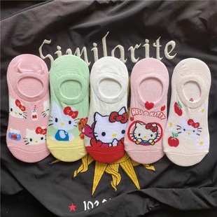 Spring and Summer Versatile Trendy Japanese Hello Kitty Boat Socks College Style Internet Celebrity Women's Cartoon Soft Low-Cut Invisible Socks