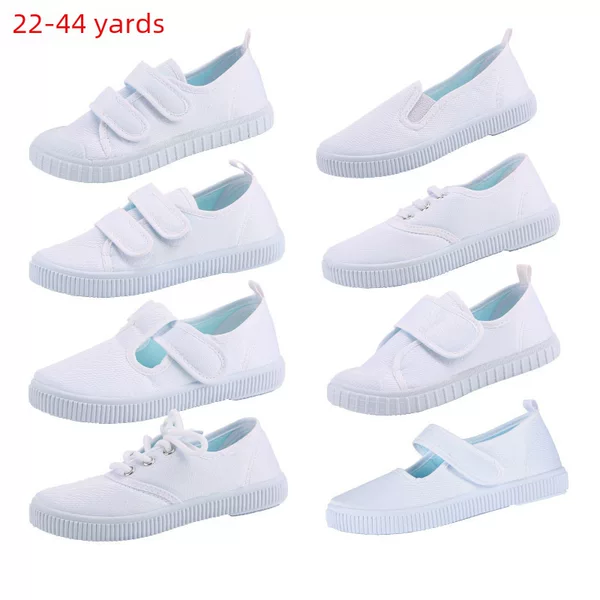 Children's White Shoes Boys and Girls White Canvas Shoes Dance Shoes Kindergarten White Shoes White Sneakers Dance Shoes