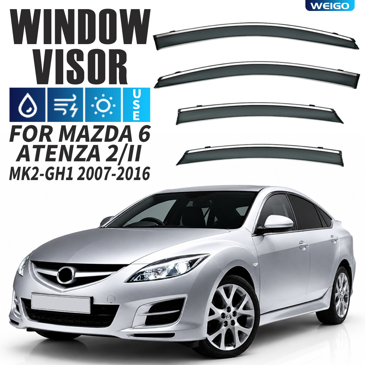 Suitable for Mazda 6 Window Visor, Rearview Mirror Rain Shield, Mazda 6 Atenza Window Visor