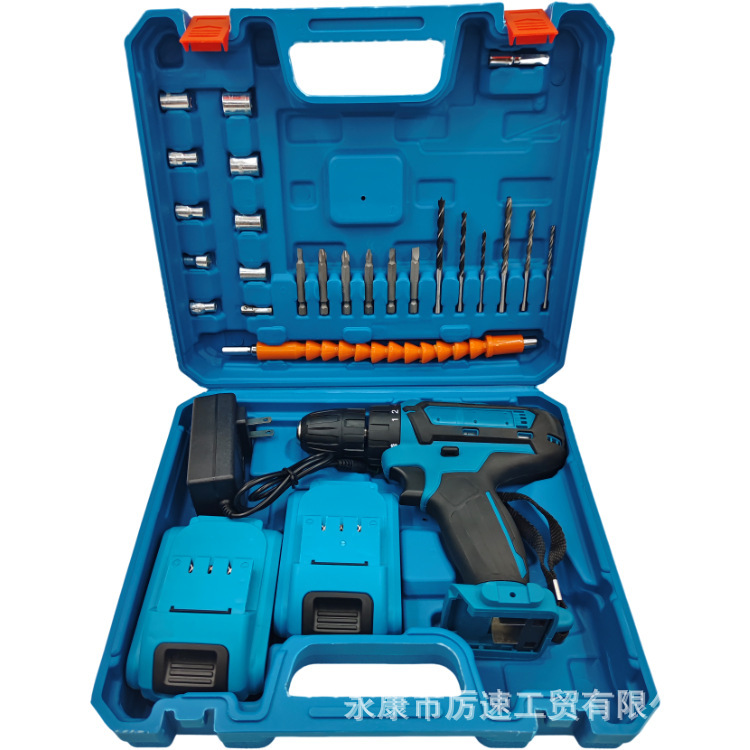 Herramientas eléctricas domésticas transfronterizas taladro de impacto de litio eléctrico de alto rendimiento taladro eléctrico de grado industrial taladro de mano multifuncional carga