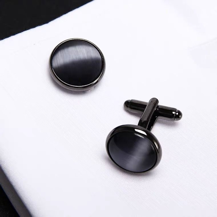 Round Natural Deep Sea Abalone Shell Men's and Women's High-End Shell Cufflinks Suit Metal Accessories Cufflinks for Men