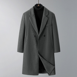 Cross-border wholesale 2024 autumn new woolen coat men's long suit collar woolen trench coat a generation of hair