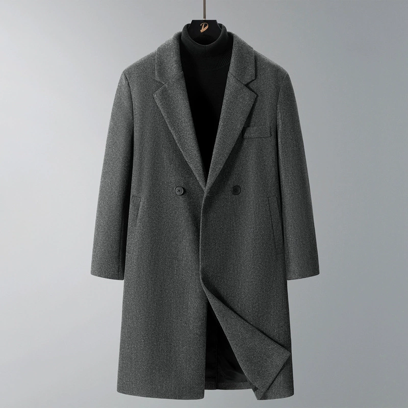 Трансграничная оптовая продажа 2024 новые шерстяные пальто для мужчин средней и длинной одежды с воротником