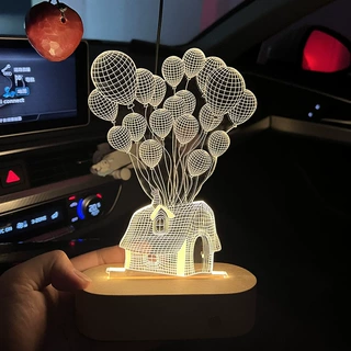 生日礼物女生高级小众3D小夜灯实木创意实用摆件送闺蜜母亲节520