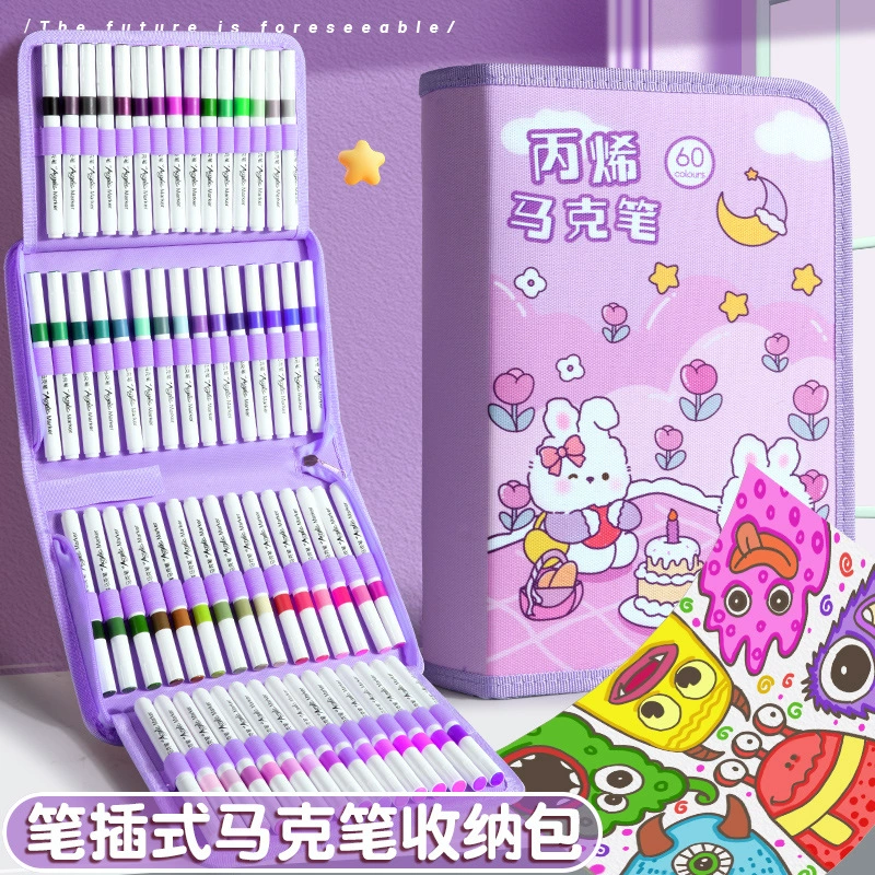 Сумка для хранения маркерных ручек с высоким значением мультфильма милый 24/36/48/60 цвета акриловая сумка для маркерных ручек