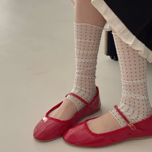 Ioulor Summer Fashionable Polka Dot Footless Socks Ice Silk Lyocell Skin-Friendly Calf Socks Women's Korean Style Leg Warmers