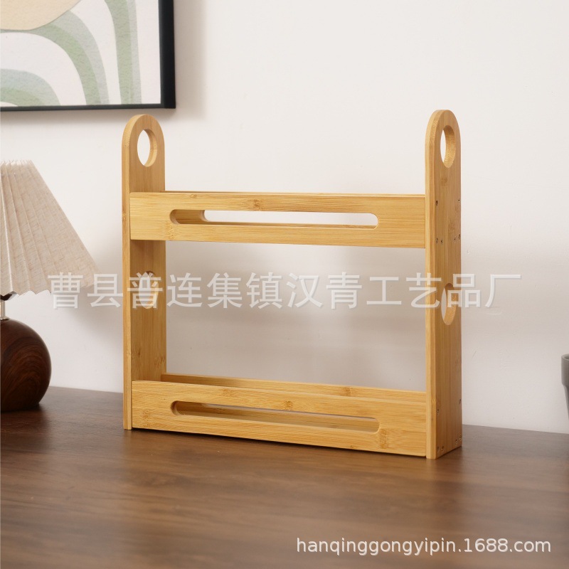 Estantes de cocina transfronterizos estanterías de madera condimento tanque estante de almacenamiento multicapa de bambú de escritorio especias acabado marco mayorista marco de madera