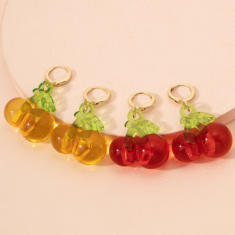 Retro Fruit Cherry Earrings display picture 6