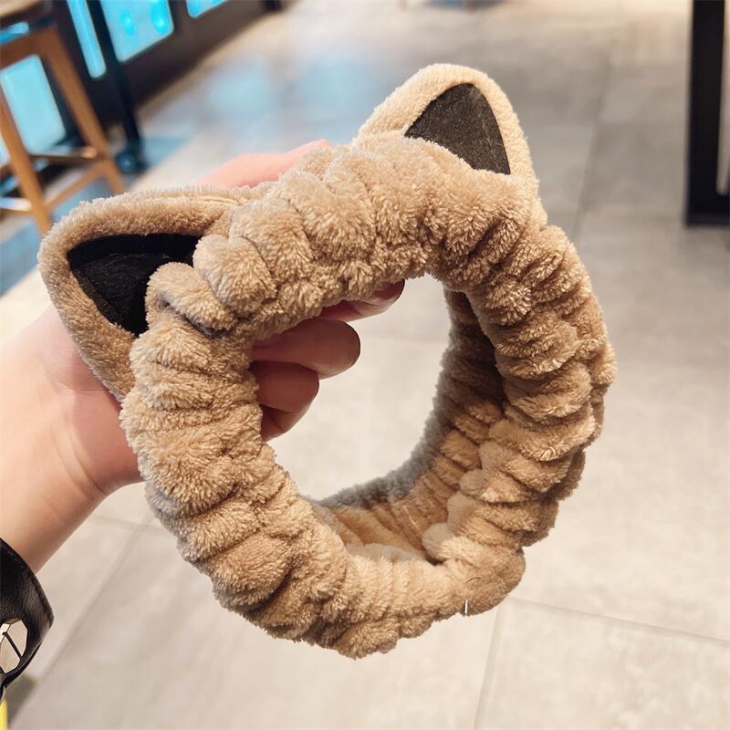 Lavarse la cara cinturón de cabello lindos de peluche para la mujer lavado y máscara especial de agujeros de cabello cinturón de cabello brazalete