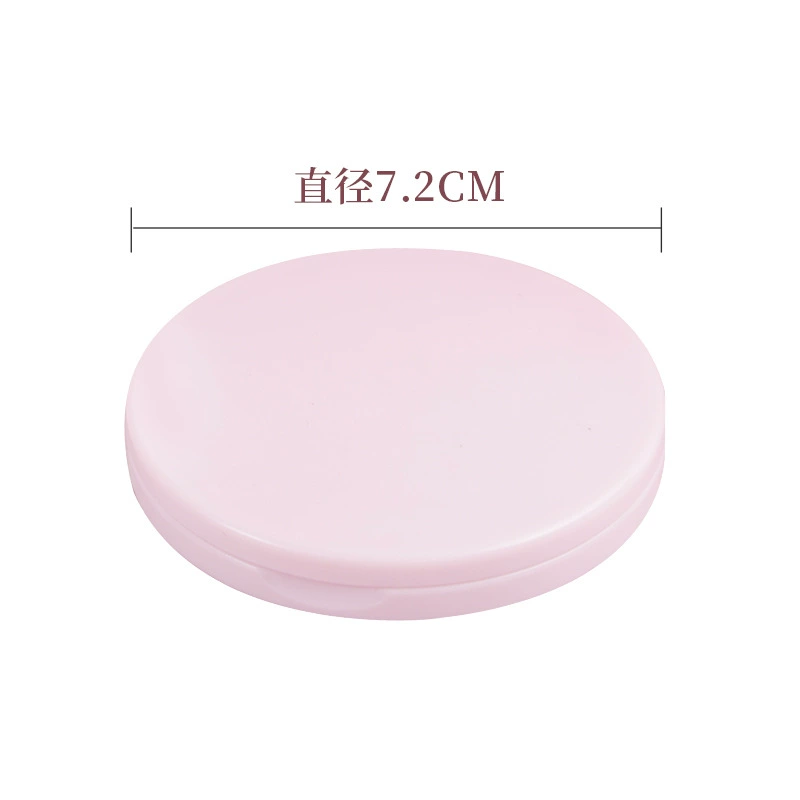 Folding handheld round mirror, double-sided plastic 7.2 cm, magnetic, 2× magnification