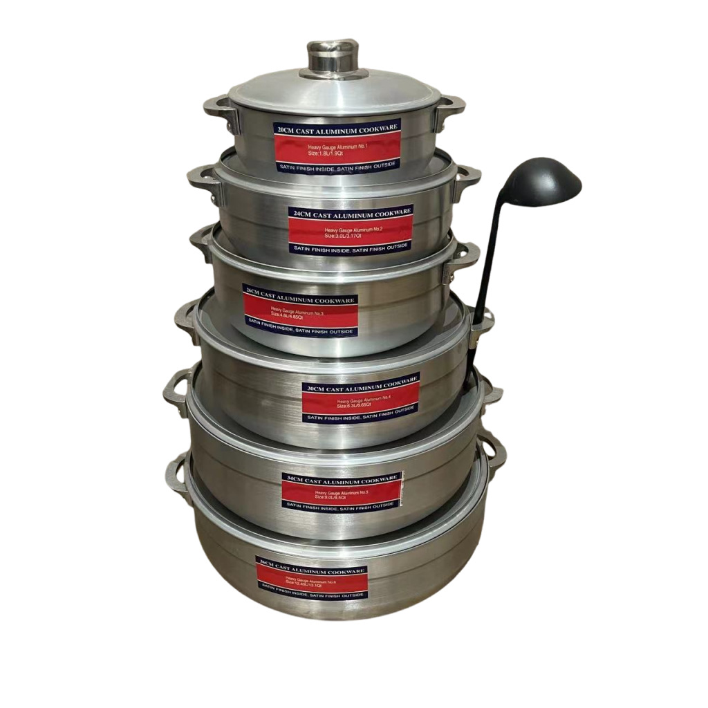 알루미늄 냄비 세트 12pcs 조리기구 세트 6pot 알루미늄 요리 수프 냄비