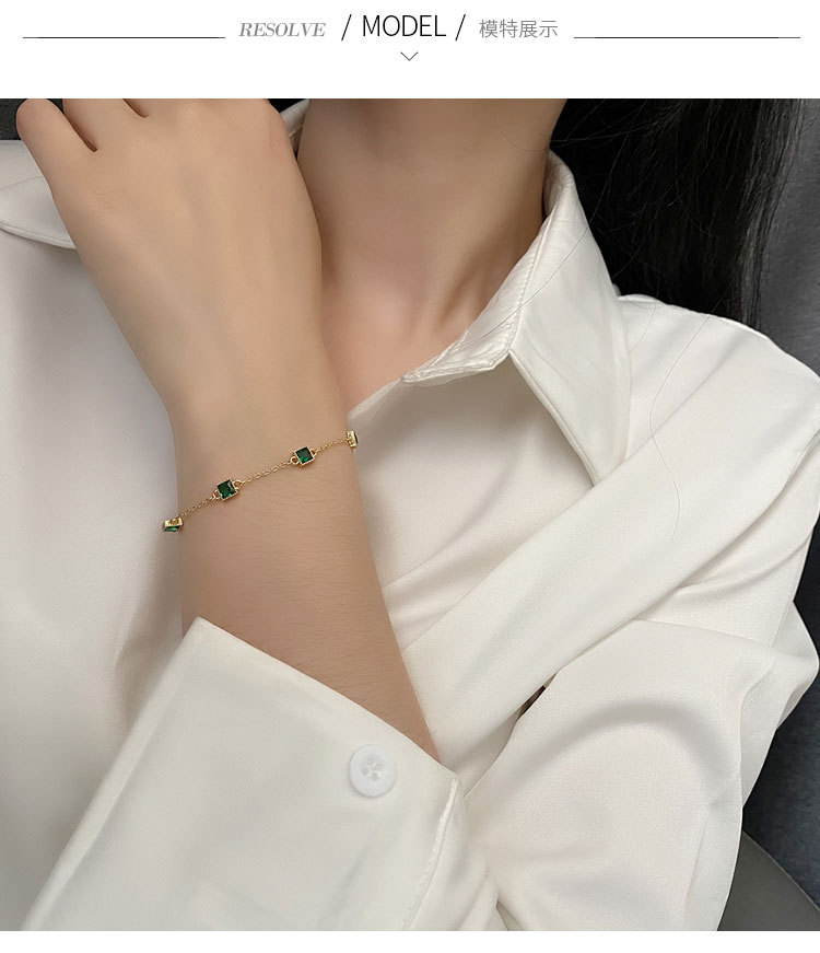 Fashion Geometric Titanium Steel Inlay Zircon Bracelets 1 Piece