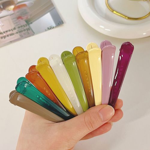 Minimalist Retro Duckbill Hair Clips with Colorful Side Clips, One-Sided Ins Cute Korean Style Brow Hair Clips, Bulk