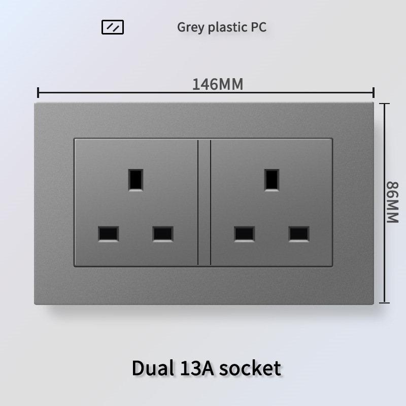 港澳英式13A插座USB帶Type-c插蘇英標電燈制開關PC灰色面板