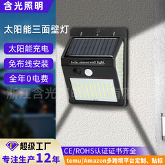 ソーラーライト LED 屋外ガーデンライト 三面壁ライト 家庭用街路灯 発光人体誘導ガーデン照明