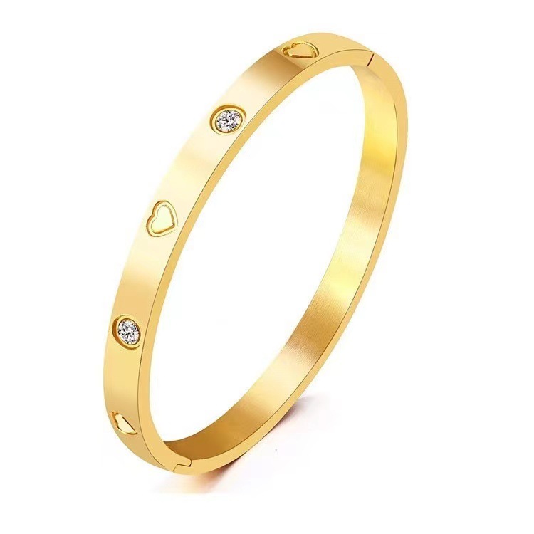 Bracciale alla moda a forma di cuore, bracciale in acciaio inossidabile con fibbia a forma di cuore, gioielli in acciaio al titanio con diamanti_voghion.com