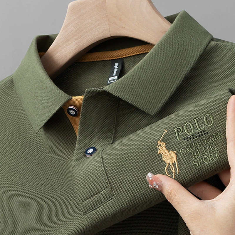 Летний элитный универсальный модный шелковый поло с вышивкой, slim fit