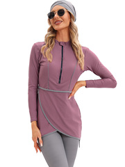 2022 Muslim Swimwear Printed Muslim Women's Conservative Swimsuit Zipper + Padded Bra Burkini 