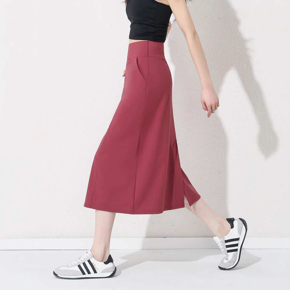 Skirt, long yoga clothing, high waist, mid-length, A-line