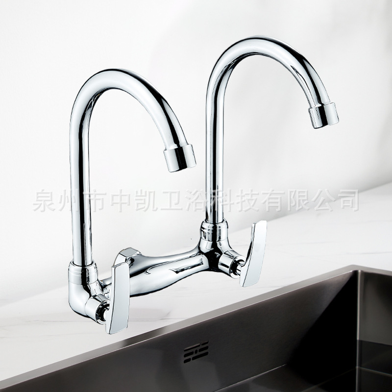 Directly from the Factory, Zinc Alloy Material Electroplated Double-Tube Faucet for Home Kitchen, Convenient Water Dispensing, Affordable Price