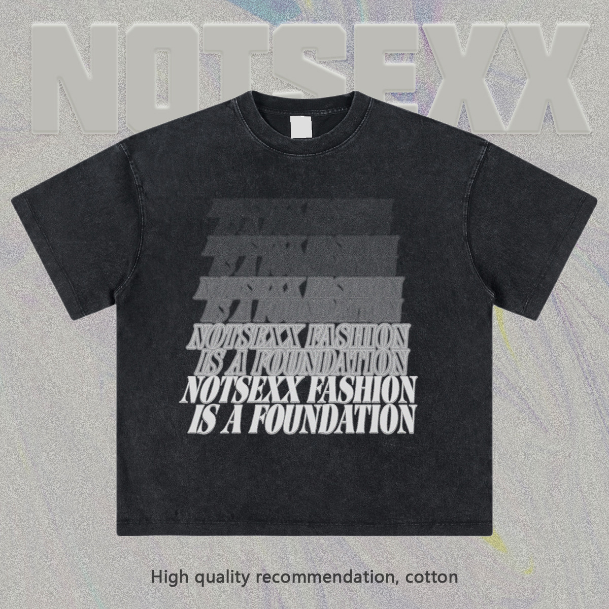Import cotton long-sleeve, gradient, oversize, with short sleeve