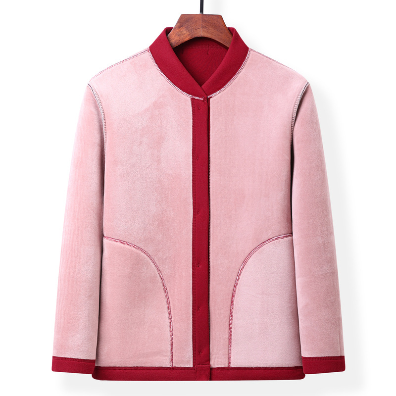 중·노년 남성,여성 솜솜 코트, 부모와 커플을 위한 레드 코트, 보온성을 더해주는 벨벳, 태어난 해의 조부모를 위한 가디건