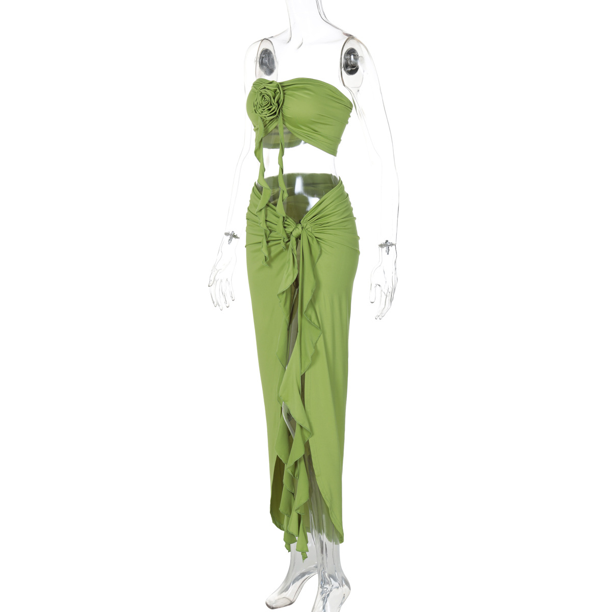 282g Weight Sleeveless Sleeve Length Spandex, Polyester, Milk Fiber Fabric Type High Waist Waist Line Regular Top Length Skirt Co-ord Set Sets Type 2 Pieces Set Quantity Prom Occasion Strapless Neckline Slim Fit Type Flower Pattern Summer Season Sexy Style Asymmetrical Craft Prom Women's Sexy Flower Spandex Polyester Milk Fiber Skirt Co-ord Set Skirt Sets 17