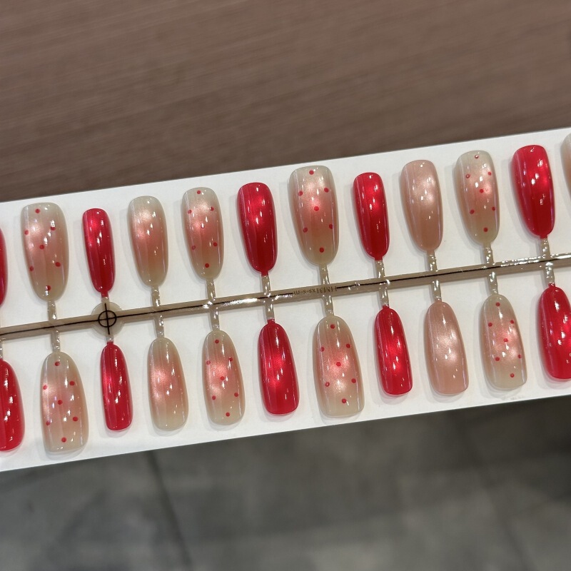 Berry polka dot nail art, 30 pieces of colorful oval nail stickers, removable finished product, high-end feel, wholesale, handmade, premium quality Berry polka dot nail art, 30 pieces of colorful oval nail stickers, removable finished product, high-end feel, wholesale, handmade, premium quality
