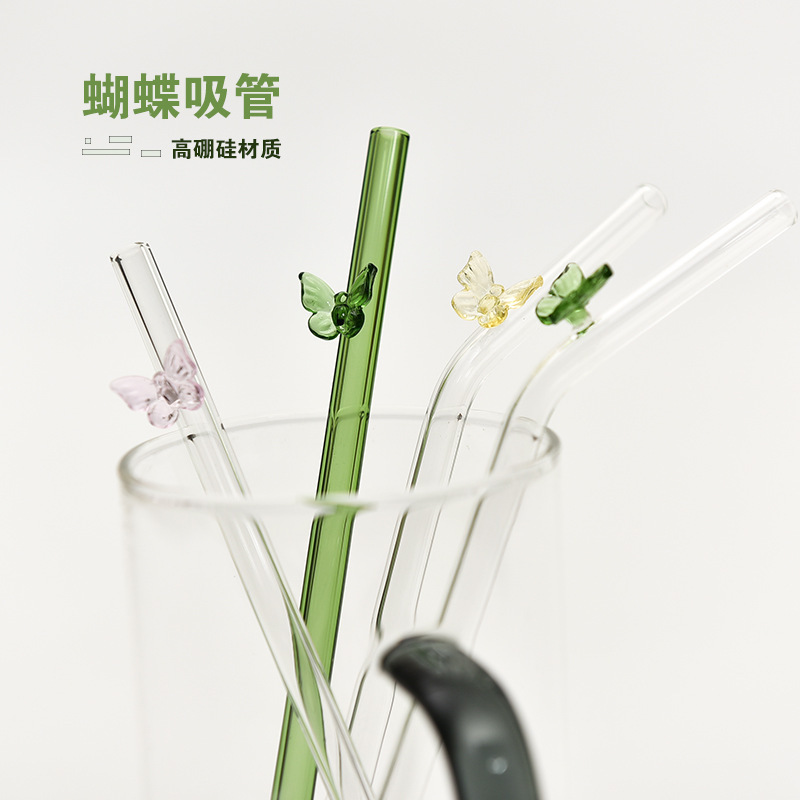 Paja de vidrio resistente al calor borosilicato de color de paja de mariposa ventas directas de la fábrica