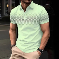 夏の男性の外国貿易の越境する3dプリントのPoloシャツは襟のファッションの簡単なカジュアルな半袖の日常のPoloを返します。