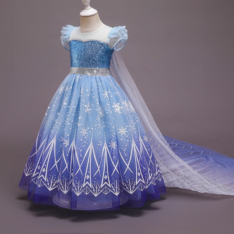 2022 autumn and winter New Frozen 2 Princess Aisha dress Halloween yarn girls dress a generation of hair