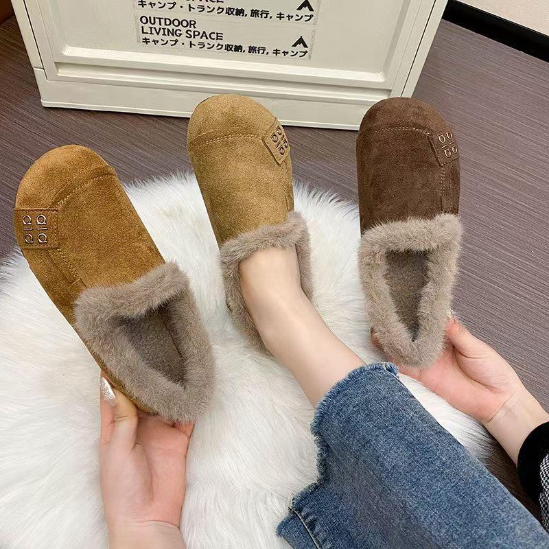 【Dropshipping】Single Shoes + Cotton Shoes, Slip-On Maternity Shoes, Retro Loafers, Fleece-Lined Warm Birkenstock-Style Cotton Shoes