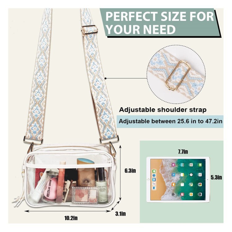 Amazon Transparent Waist Bag Stadium Certified Wide Shoulder Strap, PVC Chest Bag Transparent Crossbody Wallet Sling Backpack Amazon Transparent Waist Bag Stadium Certified Wide Shoulder Strap, PVC Chest Bag Transparent Crossbody Wallet Sling Backpack