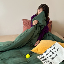 冬季加厚加绒日式风纯色天鹅绒混搭四件套床上用品床单被套保暖