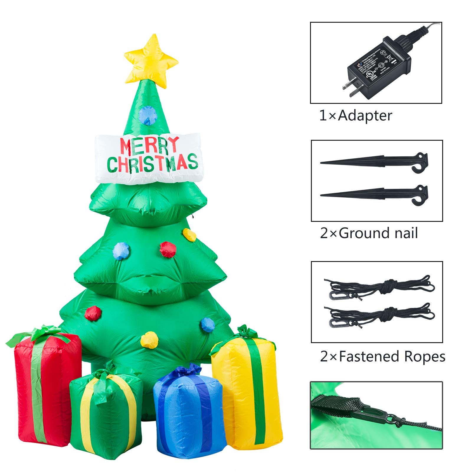 Nuevo 1,5 m Navidad árbol de Navidad inflable luminoso Navidad jardín decoraciones Navidad suministros bolsa de regalo