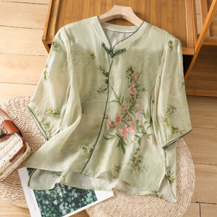 Real Shot in stock Summer New Cotton and Linen Embroidered plus size Top Women's Loose Slimming Fashionable Cotton and Linen Trousers Elegant suit