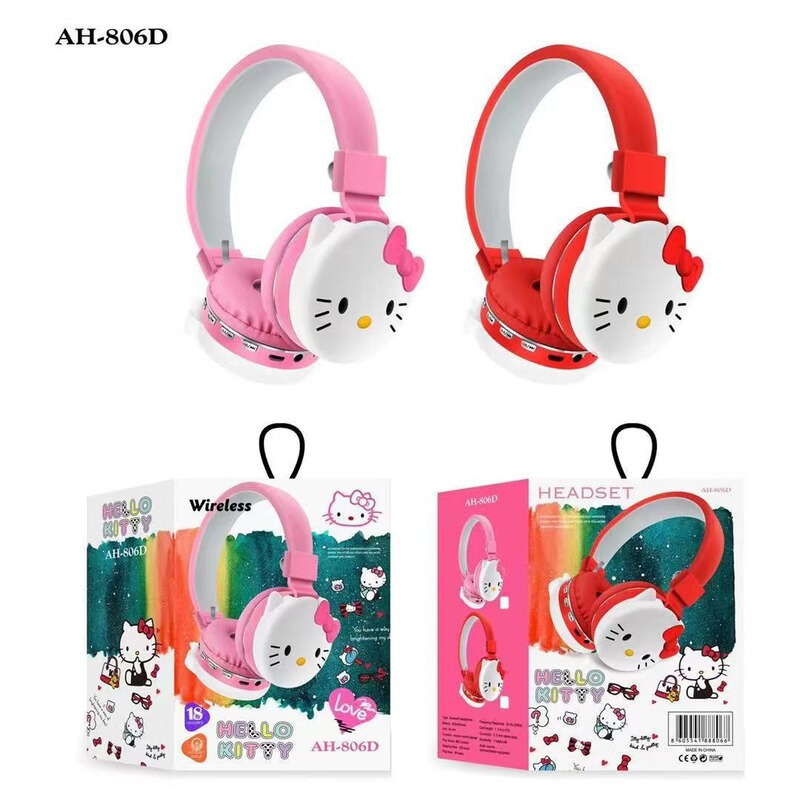 AH-806D New HeaD-mounteD Cute Cartoon KT Cat Bluetooth HeaDset Mobile Phone Computer Music Stereo HeaDset