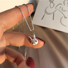 爱丽丝兔子头吊坠项链女小众设计简约锁骨链生肖兔生日礼物吊坠夏