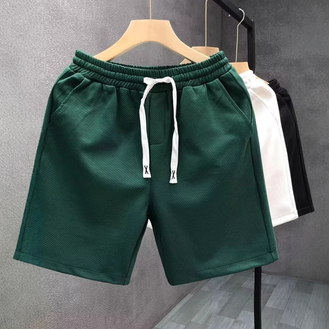 Simple Versatile White Shorts Men's Summer Trendy Brand Outer Wear Solid Color Five-point Sports Pants Men's Loose Beach Pants