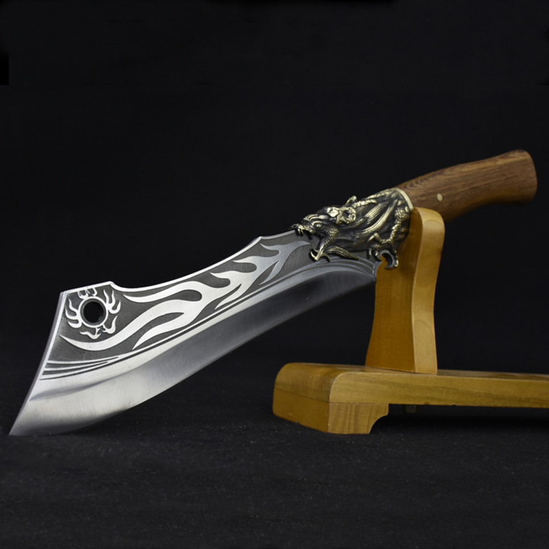 龙泉侠客堂砍柴刀一体不锈钢锻打农用镰刀户外多功能刀具伐木劈柴